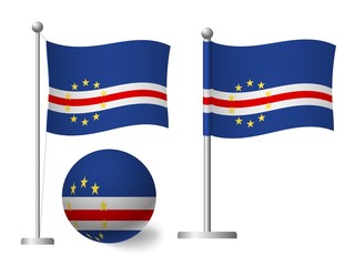 Cape Verde flag on pole and ball icon