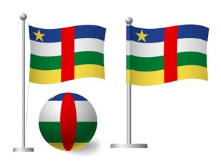 Central African Republic flag on pole and ball icon