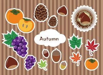 秋の食べ物のイラストセット　ベクター