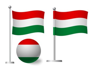 Hungary flag on pole and ball icon