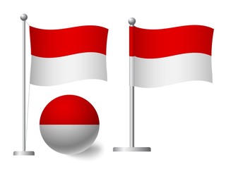 Fototapeta na wymiar Indonesia flag on pole and ball icon