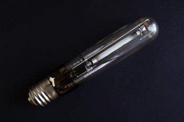 sodium lamp on a black background top view