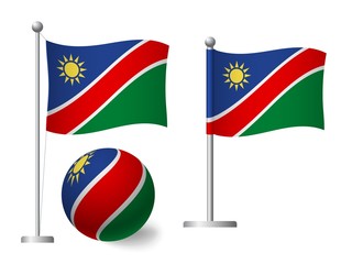 Namibia flag on pole and ball icon