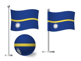 Nauru flag on pole and ball icon