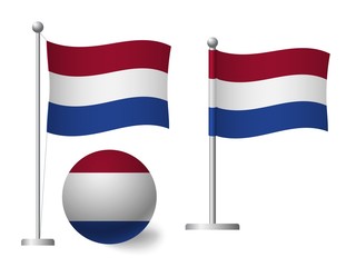 Fototapeta na wymiar netherlands flag on pole and ball icon