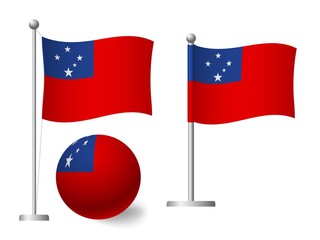 Samoa flag on pole and ball icon