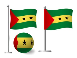 Sao Tome and Principe flag on pole and ball icon