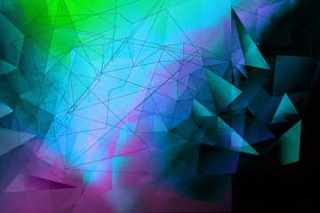 Dark green and blue, abstract, polygonal, triangles background