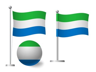 sierra leone flag on pole and ball icon
