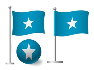Somalia flag on pole and ball icon