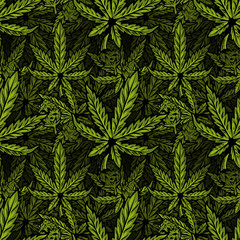 Naklejka na ściany i meble Cannabis seamless pattern print design
