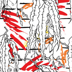 Tropical, stripe, animal motif. Seamless pattern