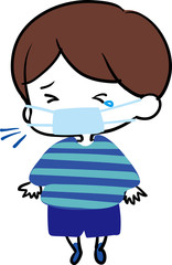 咳風邪に苦しむ男の子