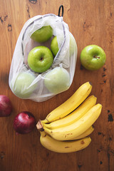 Environmentally friendly produce in mesh bags - No Plastic