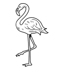 Simple line drawing sketch flamingo 