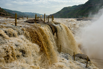 The natural scenery of the Hukou in the Yellow River, China