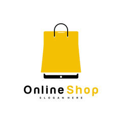 Bag shop Online logo design vector icon. shopping logo design - Vector