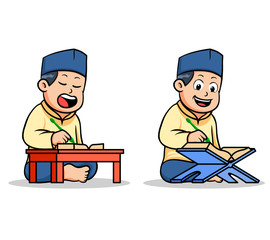 Boy Islamic School Kids Reading Holy Koran