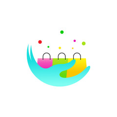 Bag shop Online logo design vector icon. shopping care logo design - Vector