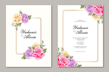 Elegant watercolor wedding card set with rose flower