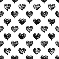 Seamless Modern grunge heart hand drawn set, great design for any purposes. Hand drawn doodle grunge heart set. Modern vector design. Seamless vector tile pattern. Doodle illustration