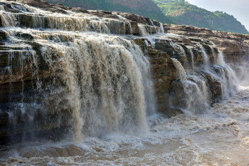 The natural scenery of the Hukou in the Yellow River, China