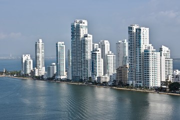 Fototapeta premium Urban conglomerate in the beautiful Bay of Cartagena.