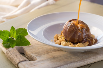 Chocolate ball lava with Chocolate Fondue, Sweet dessert
