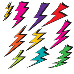doodle thunder collection illustration handdrawn colorful style vector