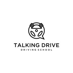 illustration of communication steering wheel talk education place logo design