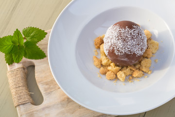 Chocolate ball lava with Chocolate Fondue, Sweet dessert