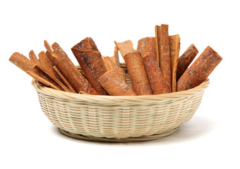 Cinnamon on a white background