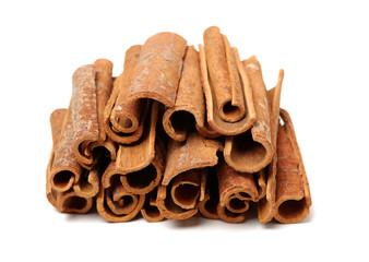 Cinnamon on a white background