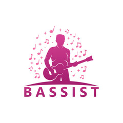 Bassist Logo Template Design Vector, Emblem, Design Concept, Creative Symbol, Icon