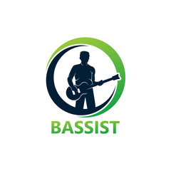 Bassist Logo Template Design Vector, Emblem, Design Concept, Creative Symbol, Icon