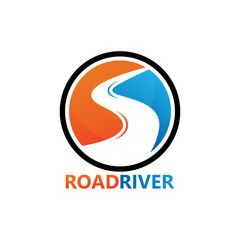 Road River Logo Template Design Vector, Emblem, Design Concept, Creative Symbol, Icon