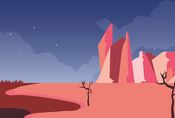 desert landscape scene of color pink