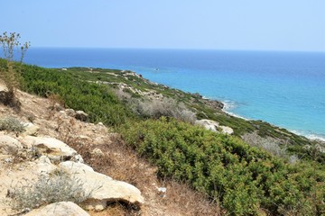 Fototapeta na wymiar Cyprus Golden Beach, Wild Sea Side