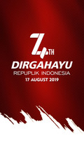 17 August. Indonesia Happy Independence Day greeting card, dirgahayu republik indonesia, 74th anniversary, translation: long live the republic of indonesia