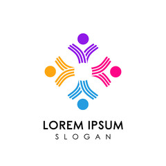 Teamwork and community logo design vector. Adoption and social network logo design template.