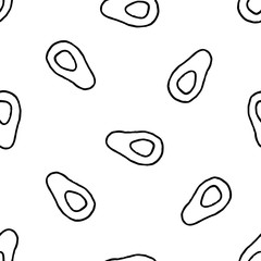 Vector seamless pattern with hand drawn avocados.