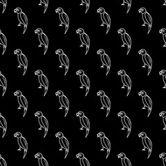 Vector seamless pattern with hand drawn parrots.