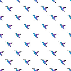 Vector seamless pattern with hand drawn colibri.