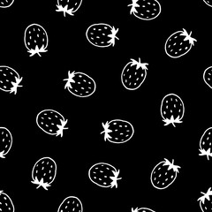 Vector seamless pattern with hand drawn strawberries.