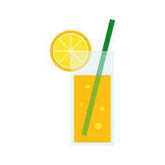 Vector illustration of orange juice glass. Glass of juice.
