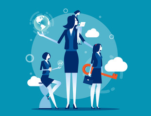 The leader team of business. Concept business teamwork vector illustration, Office group, Company