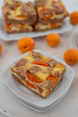 home made chocolate apricot cake with sweet streusel