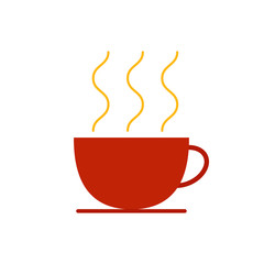 Vector illustration of flat cup of hot tea.