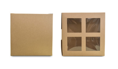 Cardboard box Isolated on white background. Front and back view
