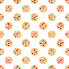 Vector seamless pattern with round italian pizzas.